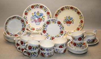 Extensive Poole Pottery dinner service from the Campden Collection Tyneham pattern. At least 6 of