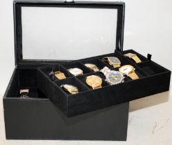 Collection of gents watches including Sekonda, Timex etc. All contained within a watch storage box