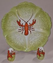 Carlton Ware vintage 13.5" lobster plate together with a pair of salt and pepper shakers (3).