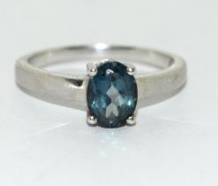 A london 925 silver blue topaz ring Size Q