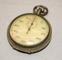 WWII Air Ministry bomb run timer stop watch, red 60 sixty seconds main dial with minutes sub dial.