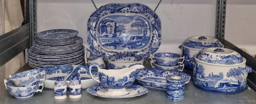 Spode blue and white "Blue Italian" extensive dinner service to include plates, tureens, meat