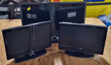 Three LCD colour televisions.