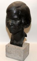 Cecil Howard (1888-1956) Bronze head of a girl on composite base. O/all height 44cms. Signed