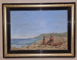 Claude Lepape: French artist framed oil on board painting.