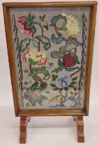 Small wood frame Tapestry fire screen 60x35x18cm