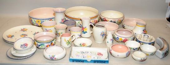 Large collection of vintage Poole Pottery in the traditional patterns