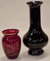 2 items of mixed ruby glass vases tallest 20cm