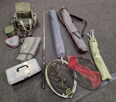 Collection of course fishing equipment to include Rods,Reels Nets etc