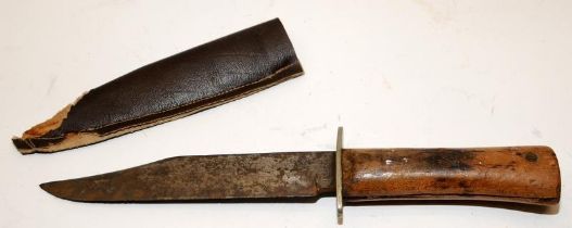 Antique mid 19th Century Sporting or Bowie knife by Jonathan Crookes, renowned Sheffield maker.