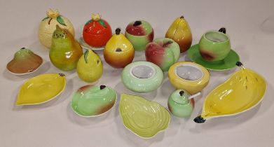 Carlton Ware vintage collection of fruit shape preserve pots, dishes etc.