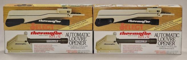 Four NOS vintage boxed automatic window openers for greenhouses.