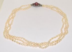 Antique Art Deco silver paste seed cultured pearl necklace
