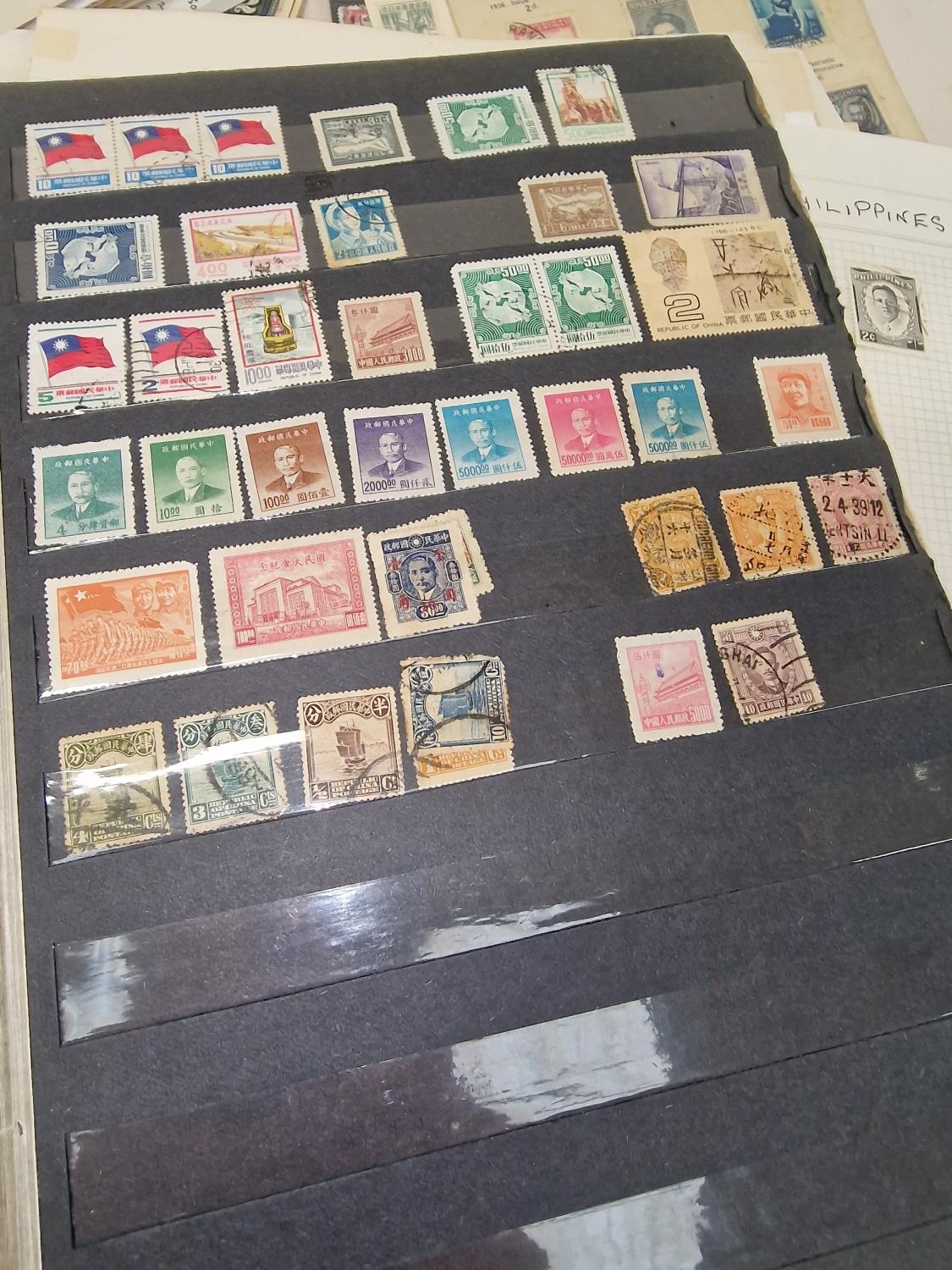 Box of world stamps on album pages and stock cards, approval books etc. - Image 4 of 7