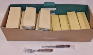 NOS boxed vintage cutlery 12 dozen of each Wood handled s/steel cheese knives and forks