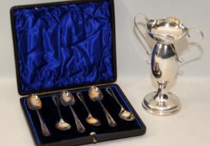 Boxed set of sterling silver teaspoons hallmarked for Sheffield 1894 c/w a small weighted sterling