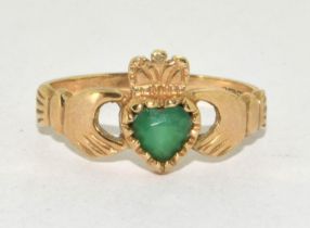 9ct Gold Claddagh Ring. Size P