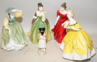 4 x Royal Doulton figurines, HN 2309 Buttercup, HN 2315 The Last Waltz, HN 2220 Winsome and HN