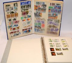 Stamps: Album and stock book of GB stamps. Includes early and high value examples and sheets