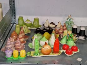 Carlton Ware large collection of vintage cruet sets. Various novelty designs.