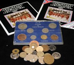 Selection of coins including alphabet 10 Pence pieces and year sets