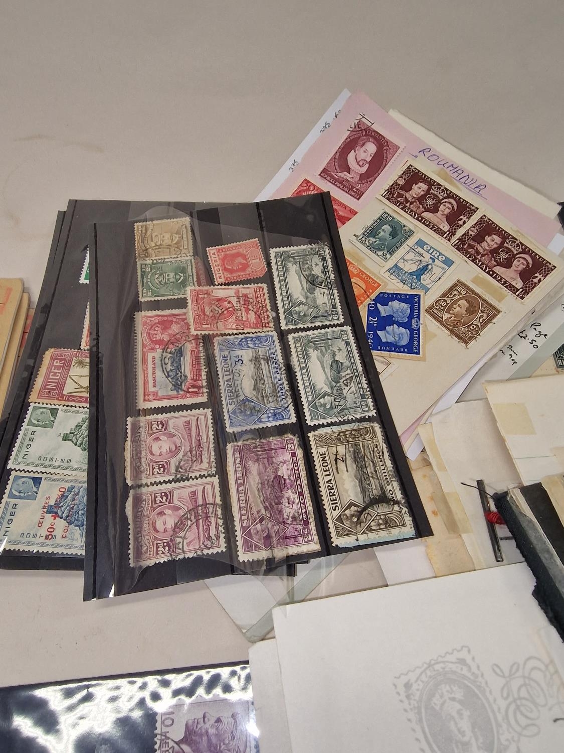 Box of world stamps on album pages and stock cards, approval books etc. - Image 3 of 7