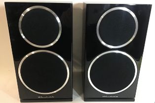 PAIR OF WHARFEDALE BOOKSHELF SPEAKERS. Finished in black ash effect and model No Diamond 220.