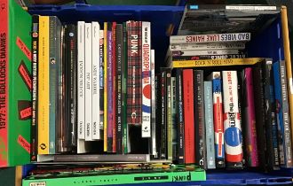 LARGE BOX CONTAINING PUNK AND BRITPOP RELATED BOOKS. Here we find many books relating to the