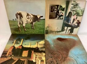 PINK FLOYD VINYL LP RECORDS X 4. Titles here include - Animals - Atom Heart Mother - Meddle and