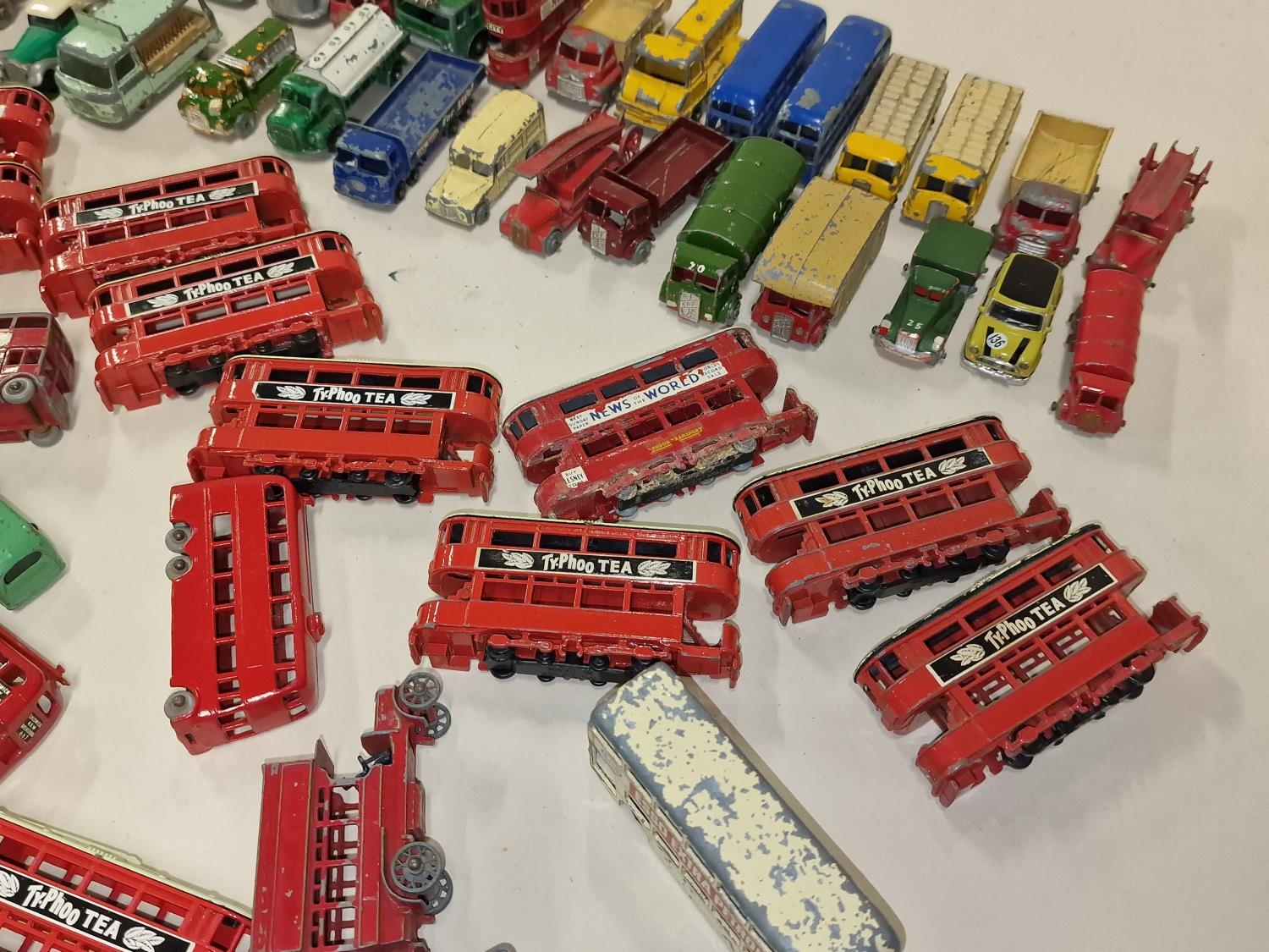 Collection of vintage unboxed mainly Matchbox play worn die cast vehicles to include trams and - Image 3 of 4