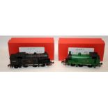 2 x unboxed Vintage Hornby OO gauge Tanks, 2217 BR Lined Black and 2207 BR Green