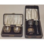 Pair of silver hallmarked napkin rings in fitted case Birmingham 1949 together with a silver