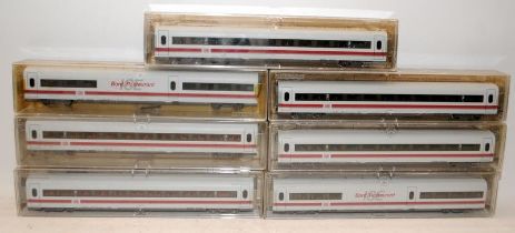 Fleischmann HO/OO gauge DB ICE carriages ref: 4453, 2 x 4454, 2 x 4455, 4457 and 4458. 7 in lot, all