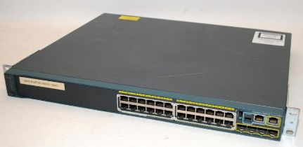 Cisco Catalyst 2960-s 24 port switch server. Removed from a working environment.