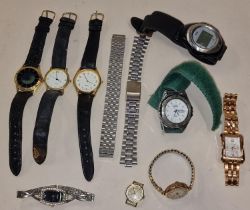 Collection of gents and ladies wristwatches to include a 9ct gold cased example.