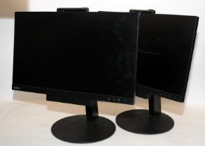 2 x Lenovo Thinkvision 17" LCD monitors ref:A17TI022 with webcam and speaker c/w stands.