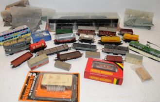 Large quantity of model railway items to sort including wagons, trackside accessories etc.