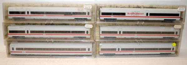 Fleischmann HO/OO gauge DB ICE carriages ref: 4457, 4461, 4462, 4463, and 2 x 4464. 6 in lot, all