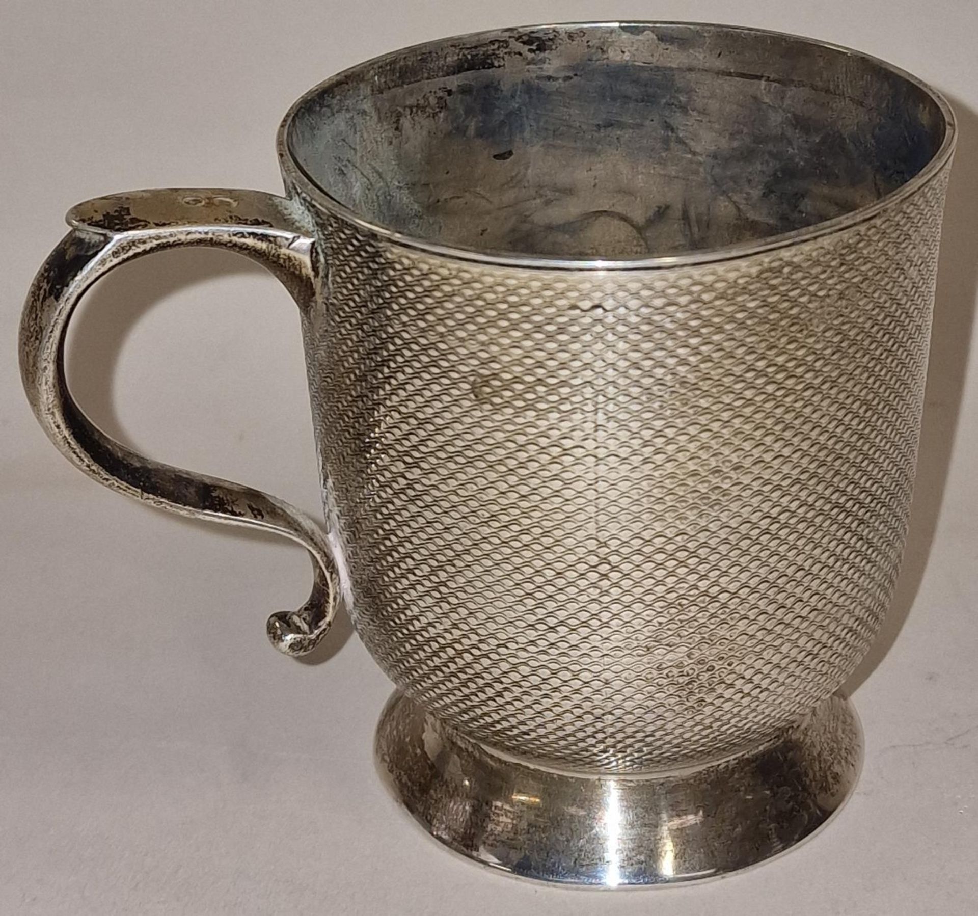 Victorian silver hallmarked engine turned Christening cup Birmingham 1873, etched to front reads " - Image 3 of 4
