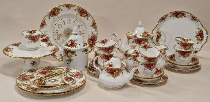 Royal Albert "Old Country Roses" porcelain tea set for six place settings to include tea pot