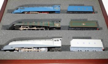 Hornby OO gauge Set of three 4-6-2 Class A4 locomotives in a wooden presentation case including