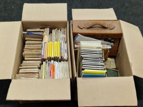 Two boxes containing a large collection of vintage/antique Ordnance survey and other maps from a