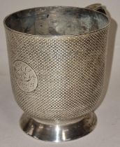 Victorian silver hallmarked engine turned Christening cup Birmingham 1873, etched to front reads "