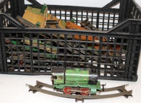 Vintage Meccano Hornby O Gauge BR Green Tin Plate Clockwork Locomotive (seen running at time of