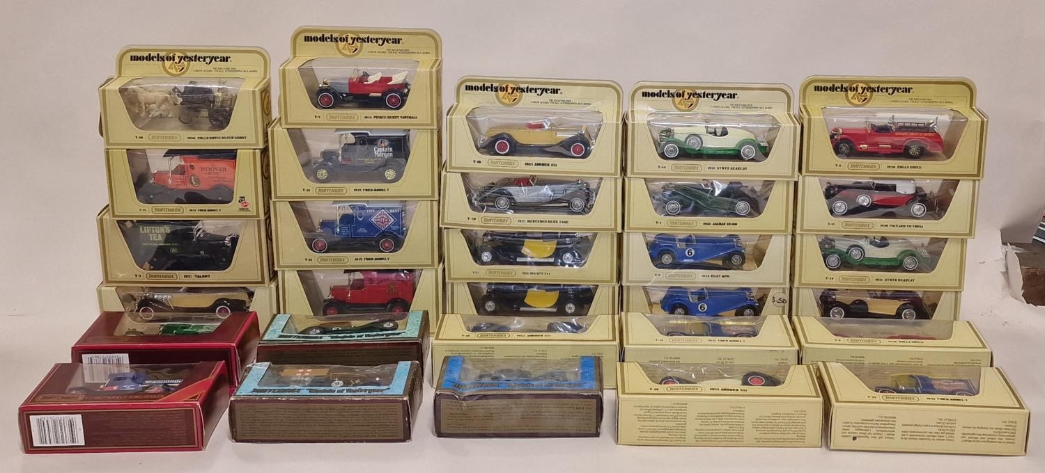 Large group of boxed mainly 1970's Matchbox Models of Yesteryear die cast models. Boxes suffering