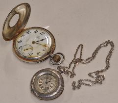 Silver cased Omega pocket watch (in poor condition requires restoration) together with a 935