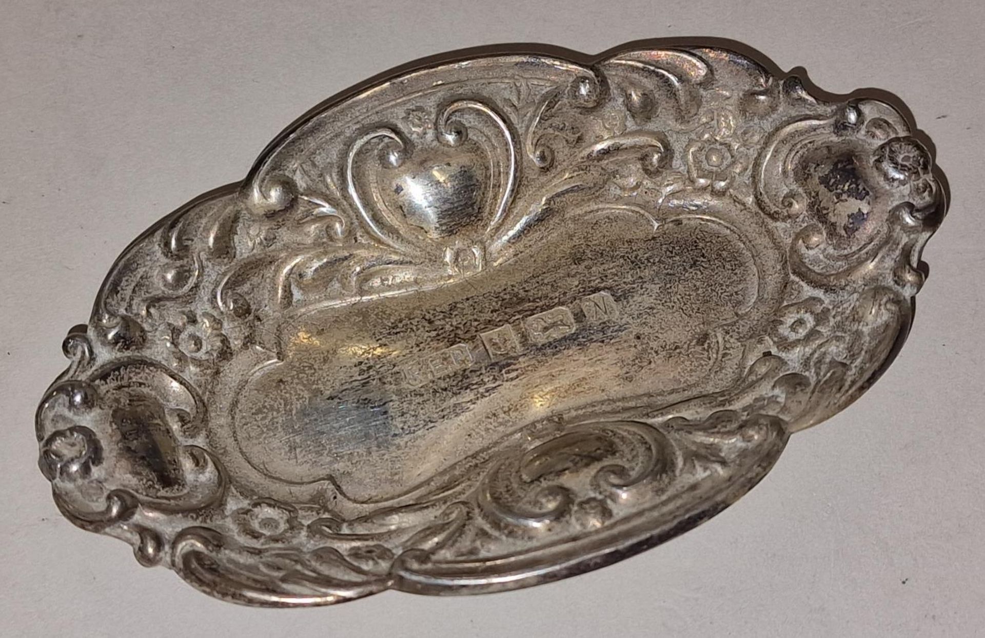 Silver hallmarked pin dish together with two silver hallmarked wine tasting cups 123g total - Image 3 of 6