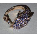 A rose gold on 925 silver and amethyst dolphin ring, size P