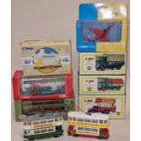 Corgi mixed boxed and unboxed die cast group to include BP trucks, buses etc (9).