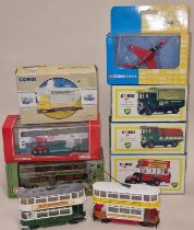 Corgi mixed boxed and unboxed die cast group to include BP trucks, buses etc (9).